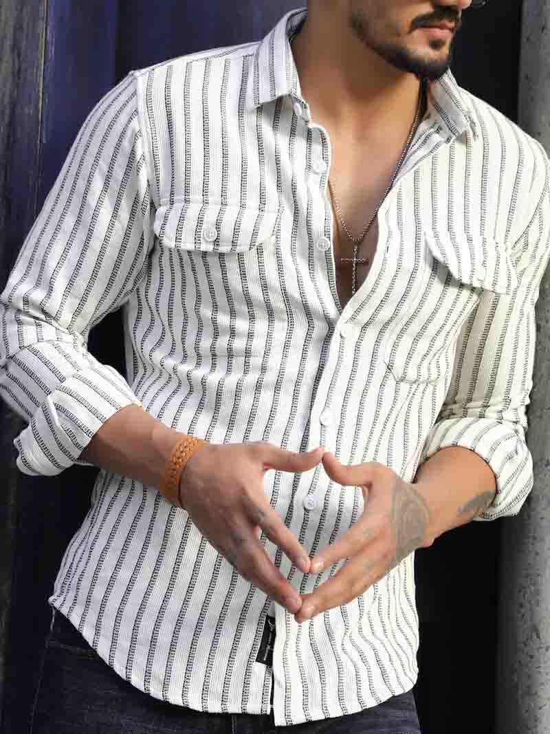 Wildcard White Stripe Full Sleeve Shirt