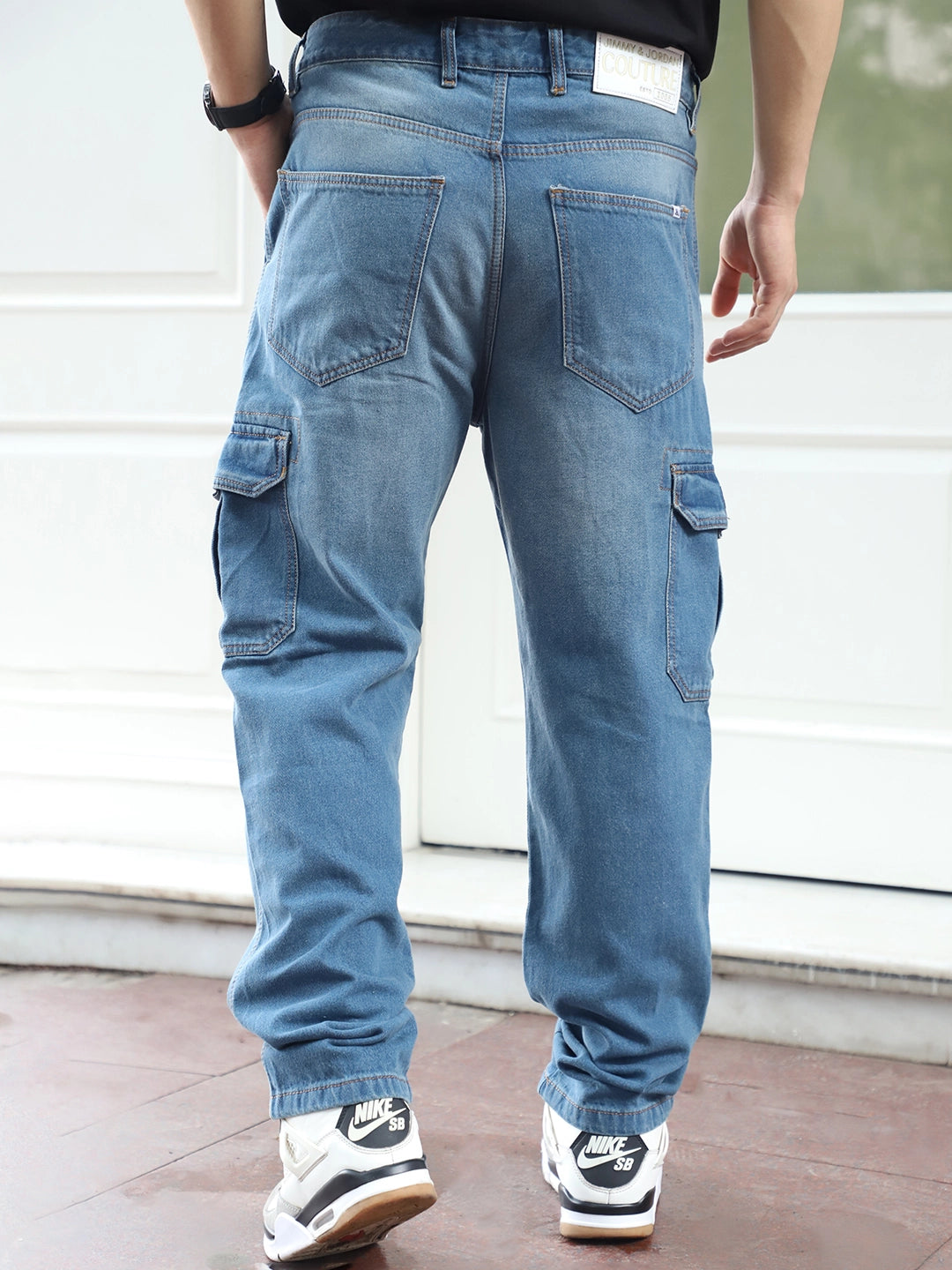 Vireon Tint Blue Baggy Fit Denim Cargo