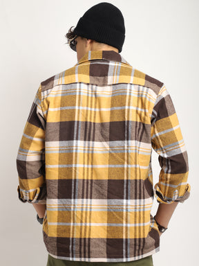 Grosvenor Palade Check Yellow Full Sleeve Shirt