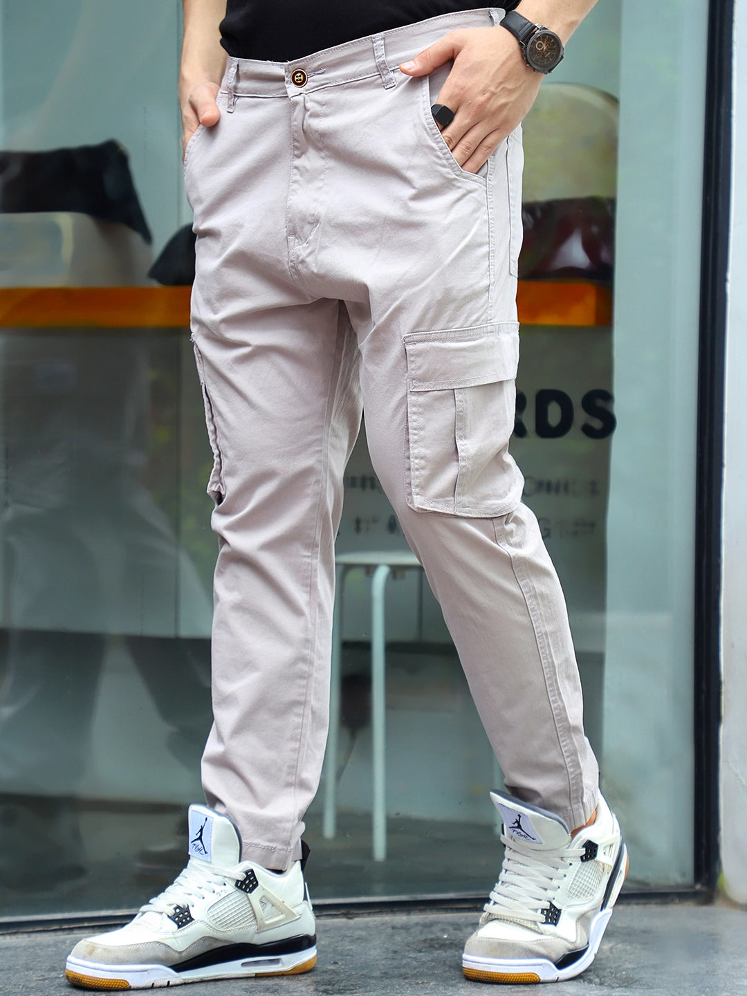 Sandroot Light Grey Cotton Cargo