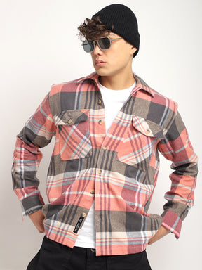 Grosvenor Palade Check Pink Full Sleeve Shirt