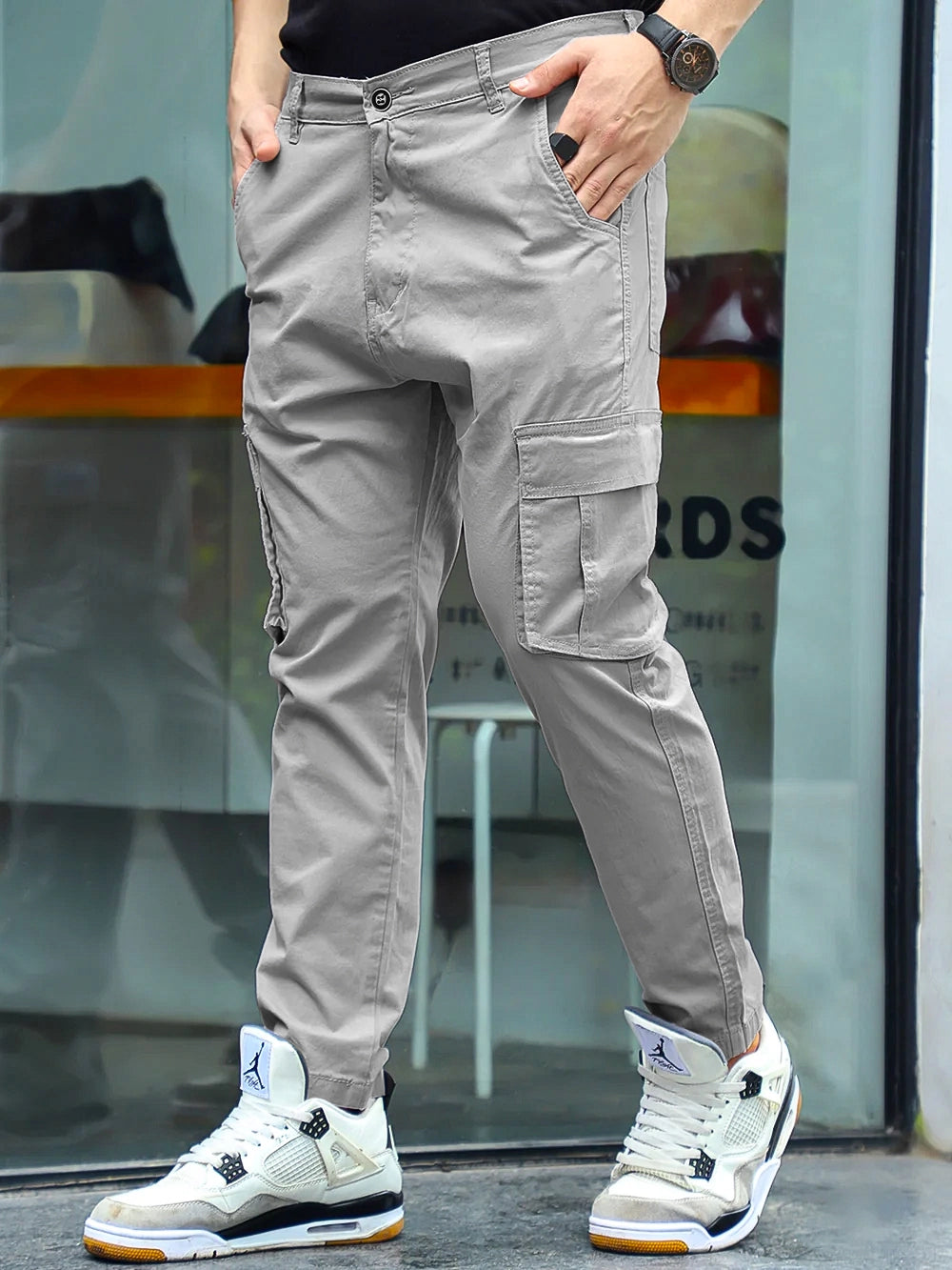 Sandroot Light Grey Cotton Cargo