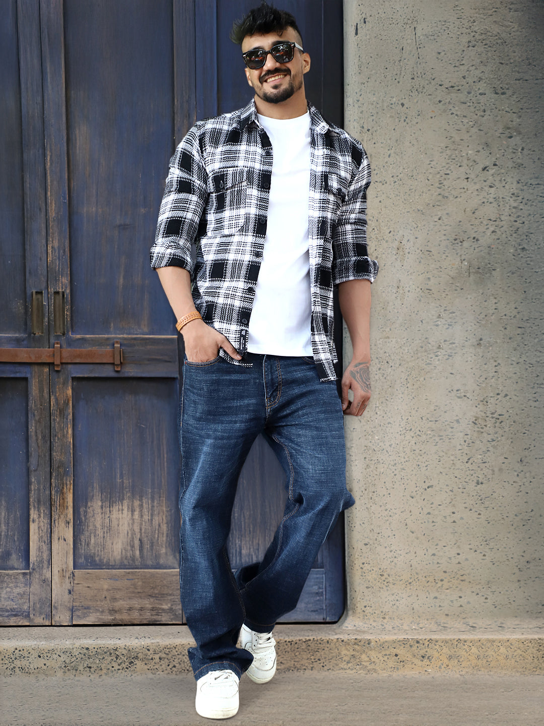 Chrome Fever Black Check Full Sleeve Shirt