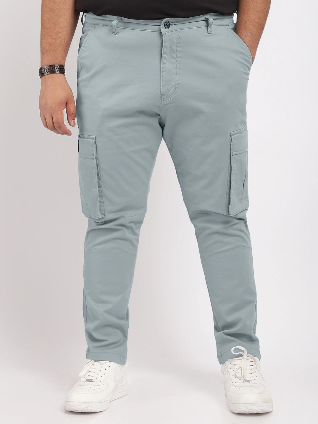 Men Grey Cotton Cargo