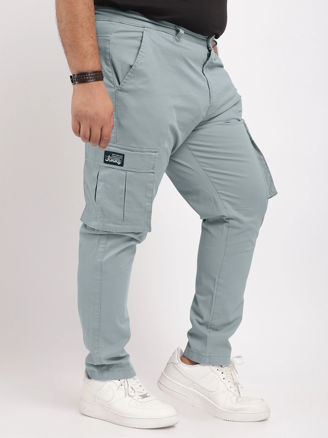 Men Grey Cotton Cargo
