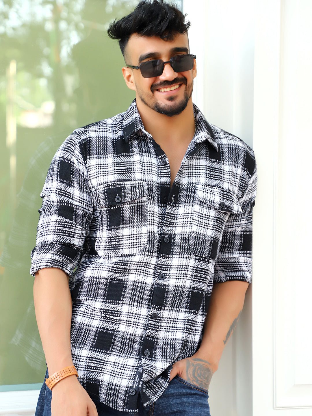 Chrome Fever Black Check Full Sleeve Shirt