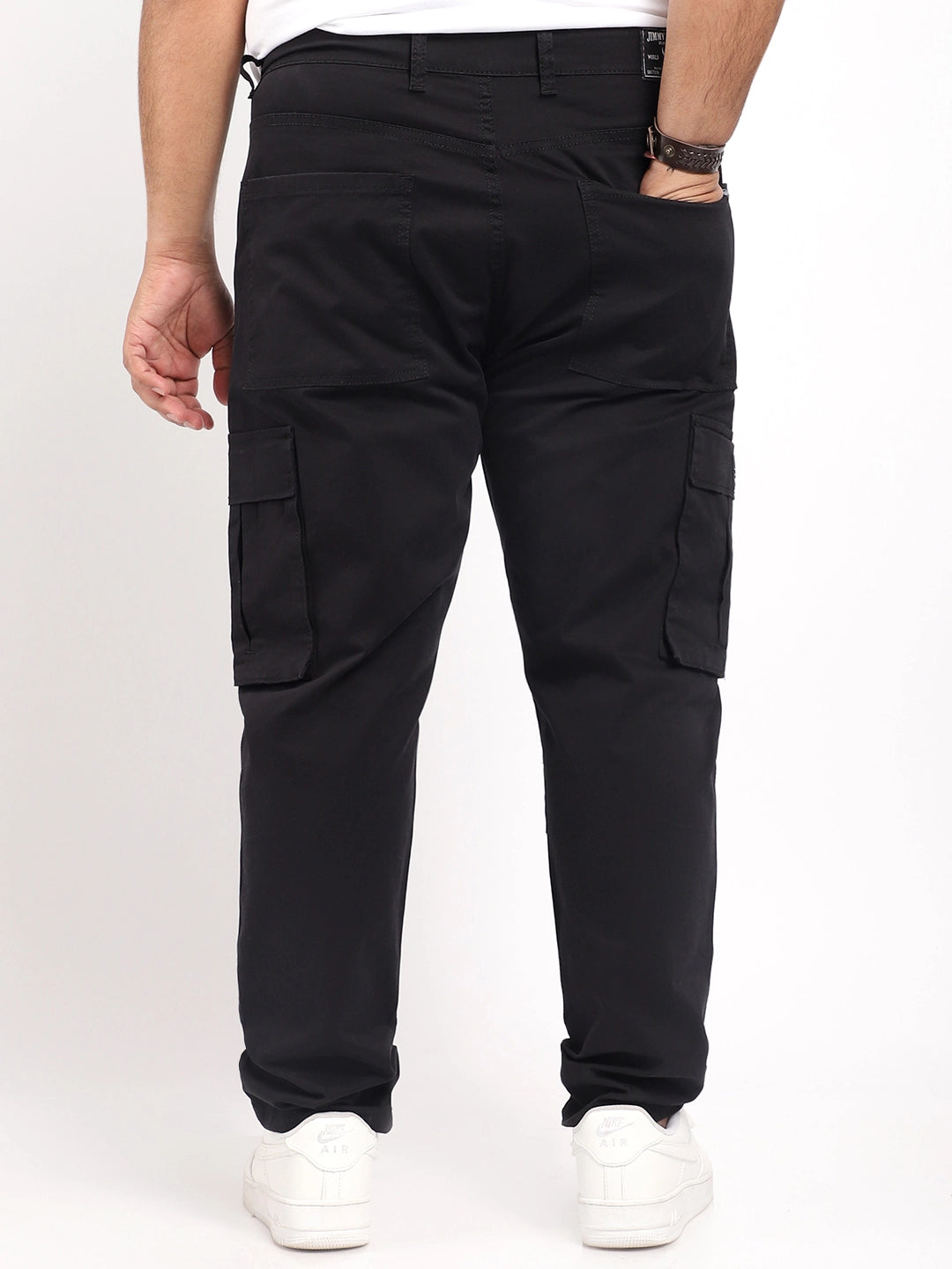 Men Black Cotton Cargo