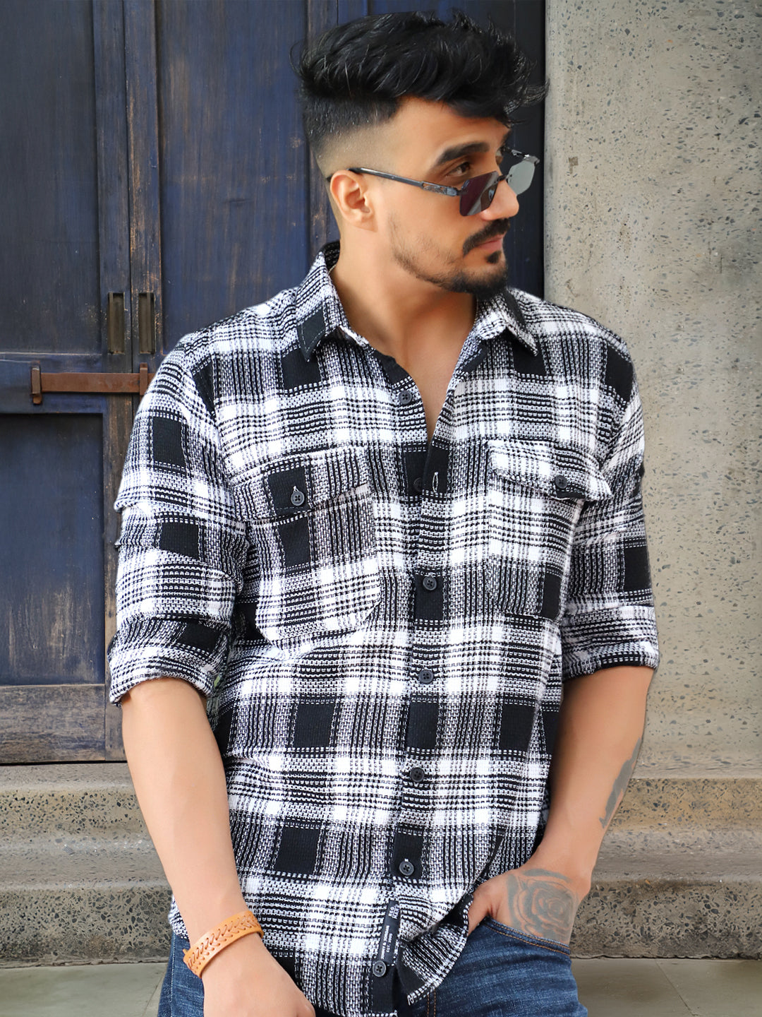 Chrome Fever Black Check Full Sleeve Shirt
