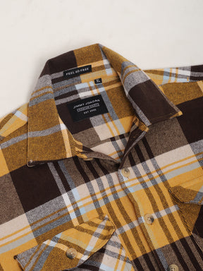 Grosvenor Palade Check Yellow Full Sleeve Shirt