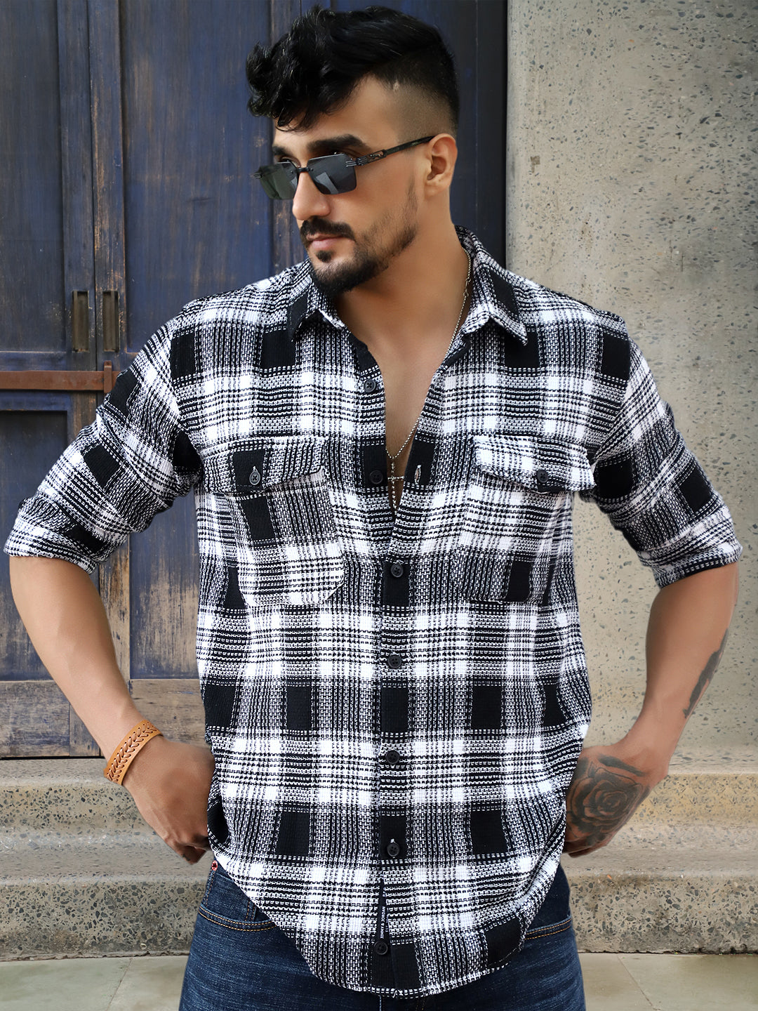 Chrome Fever Black Check Full Sleeve Shirt