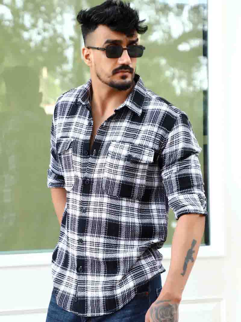 Chrome Fever Black Check Full Sleeve Shirt