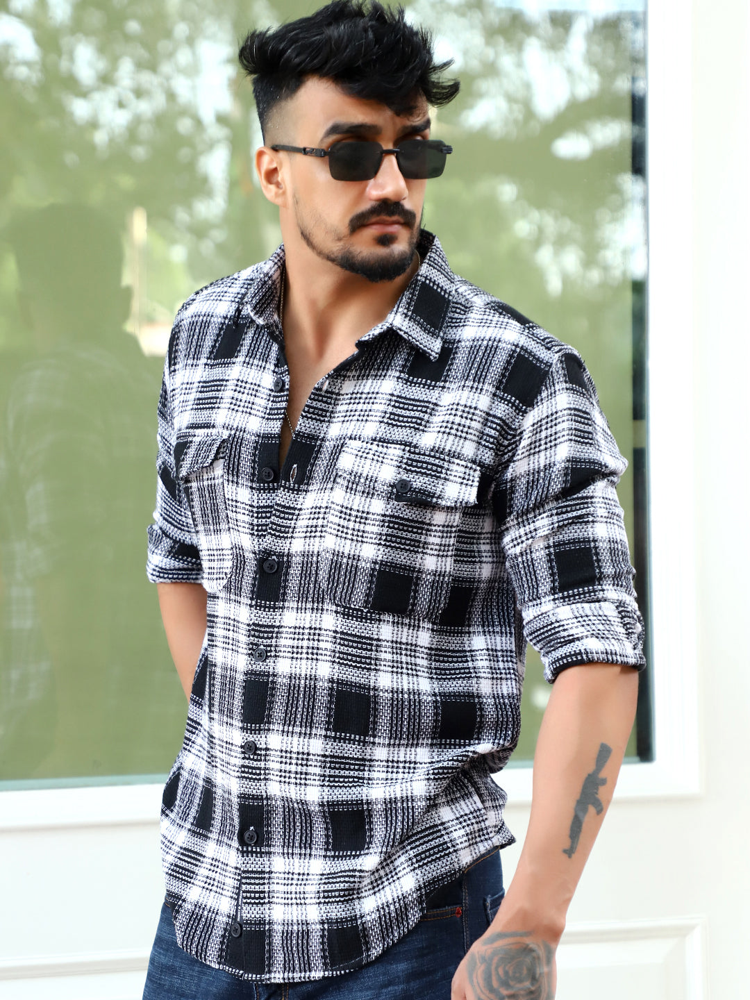 Chrome Fever Black Check Full Sleeve Shirt