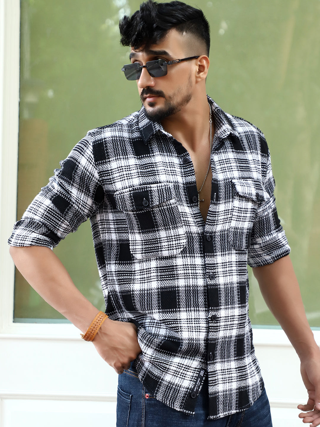 Chrome Fever Black Check Full Sleeve Shirt
