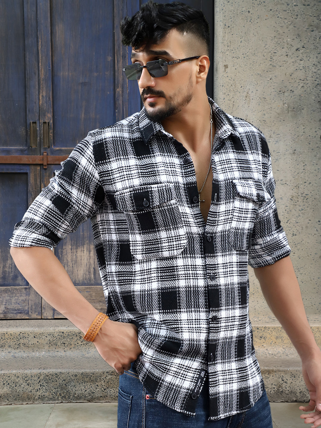 Chrome Fever Black Check Full Sleeve Shirt