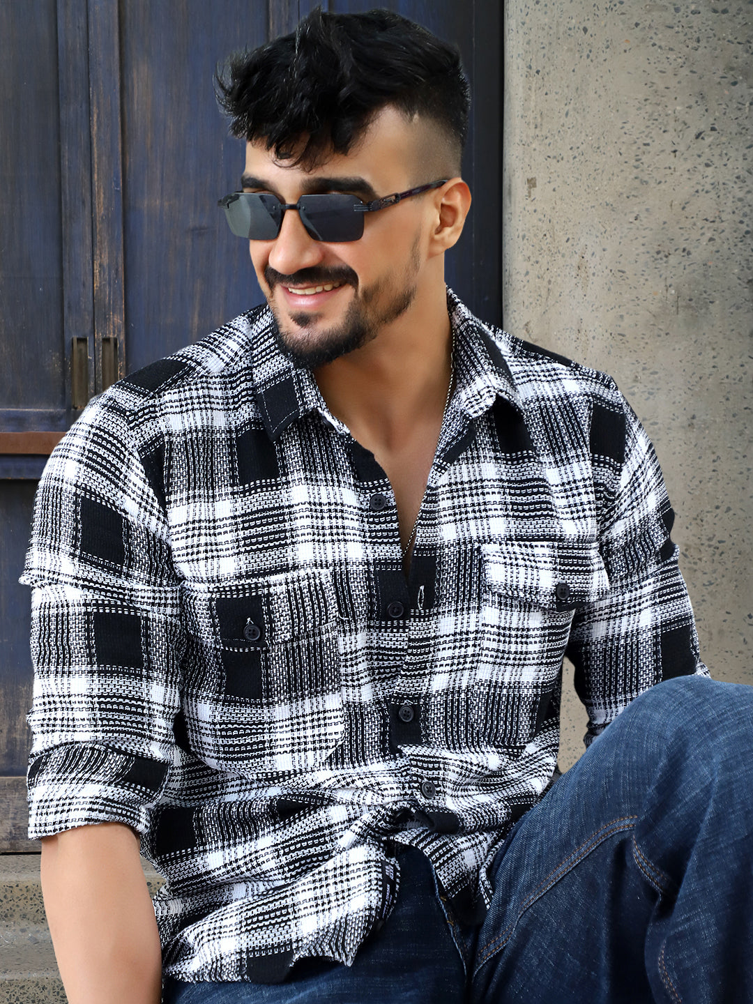 Chrome Fever Black Check Full Sleeve Shirt