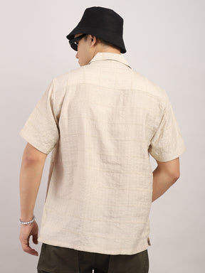 Shirtolo Beige Plain Half Sleeve Shirt