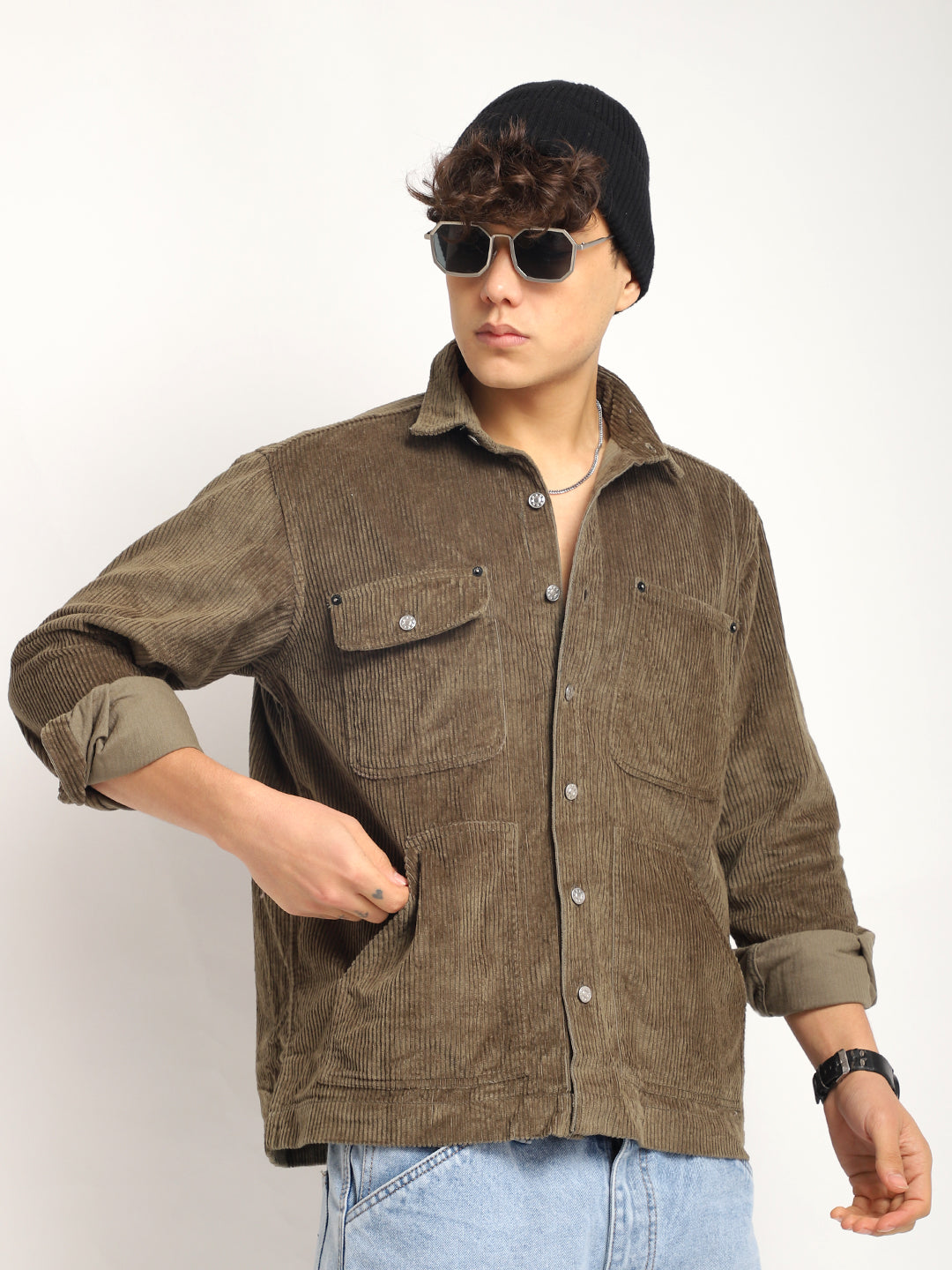 Prime Fit Corduroy Chocolate Shacket