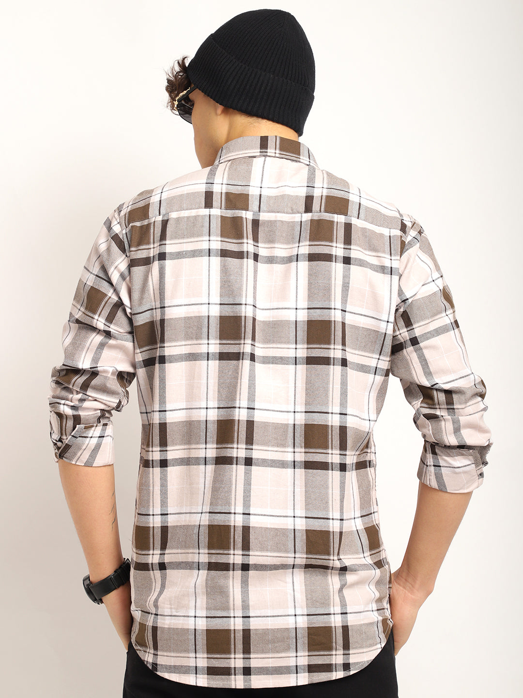 Indigo Twill Check Beige & Mehndi Full Sleeve Shirt