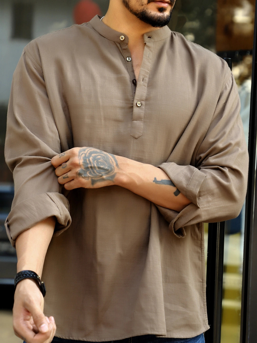 Fusion Drift Dull Brown Kurta