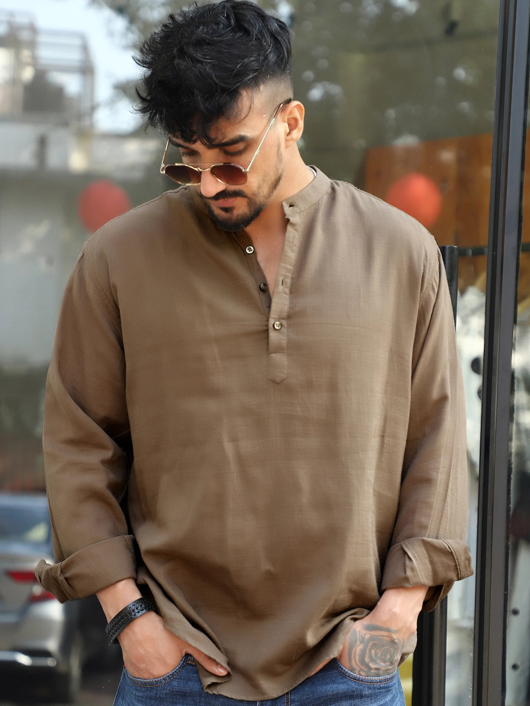 Fusion Drift Dull Brown Kurta