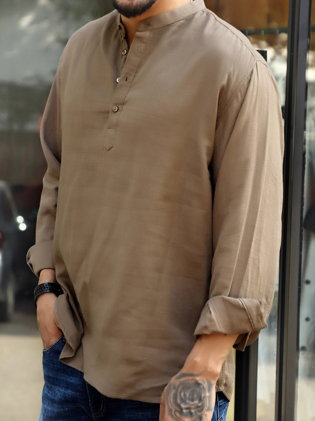Fusion Drift Dull Brown Kurta