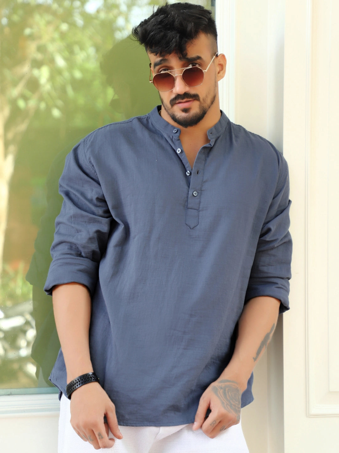 Fusion Drift Ocean Blue Kurta