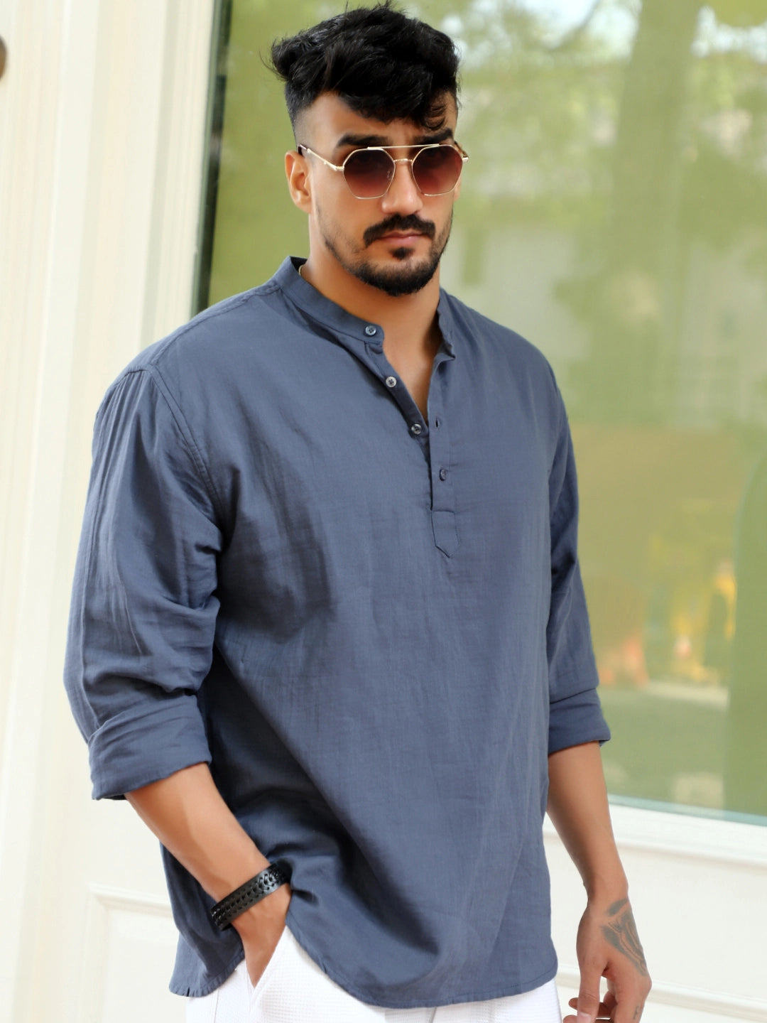 Fusion Drift Ocean Blue Kurta