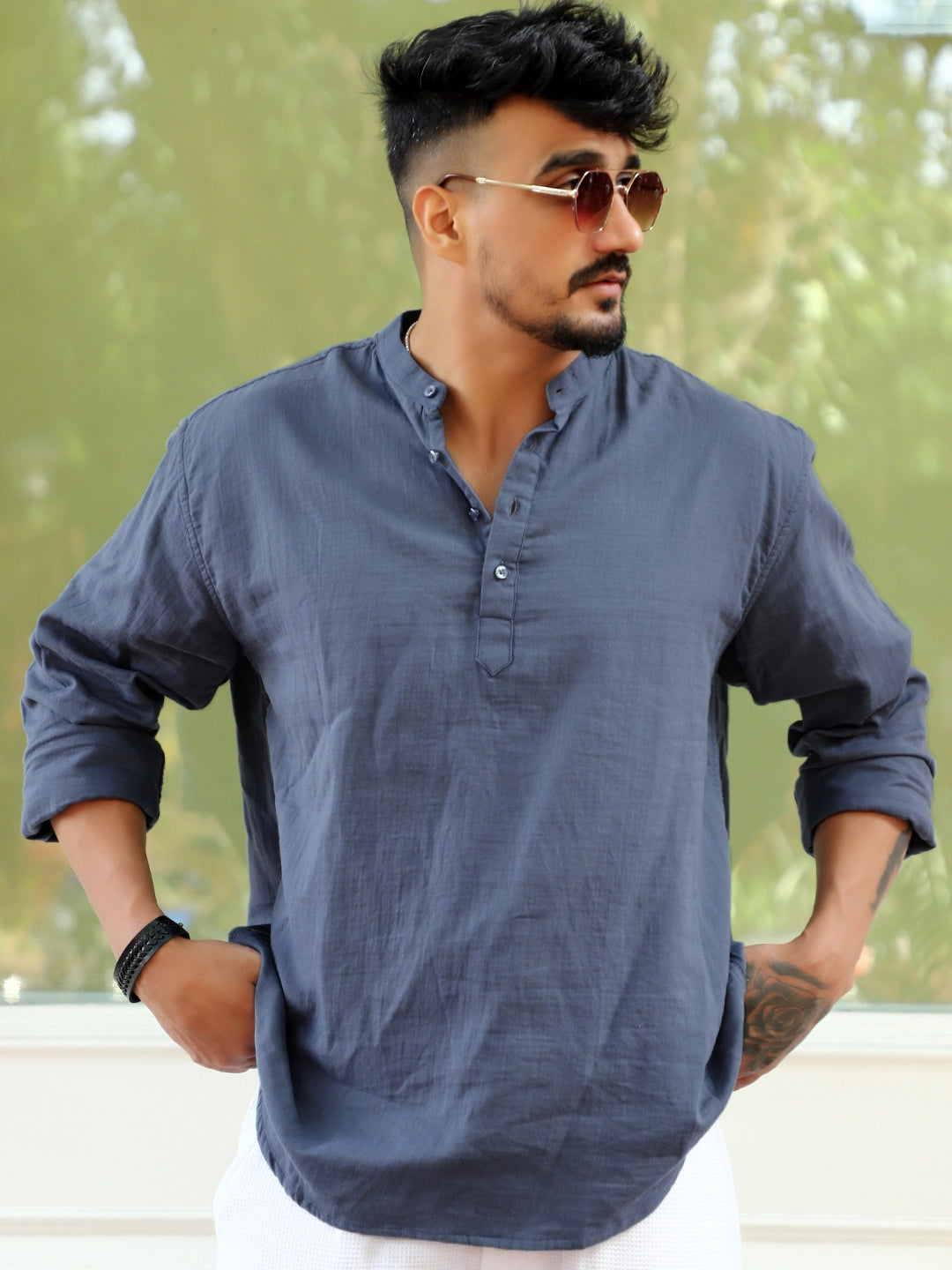Fusion Drift Ocean Blue Kurta
