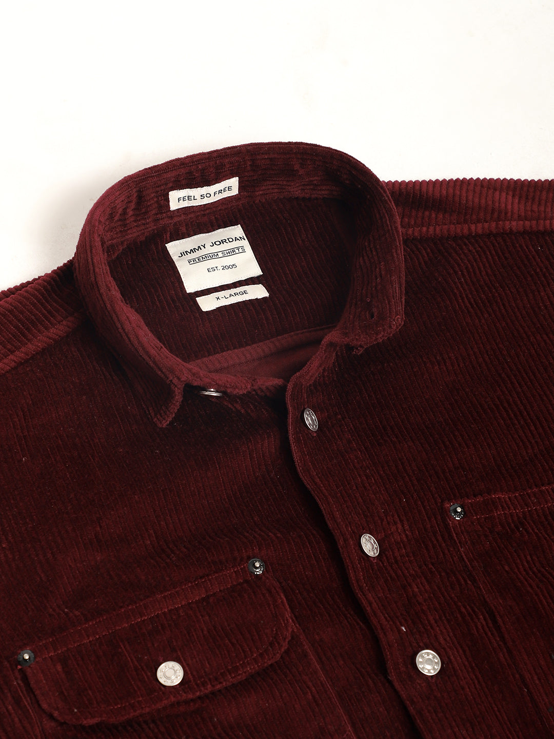 Prime Fit Corduroy Maroon Shacket