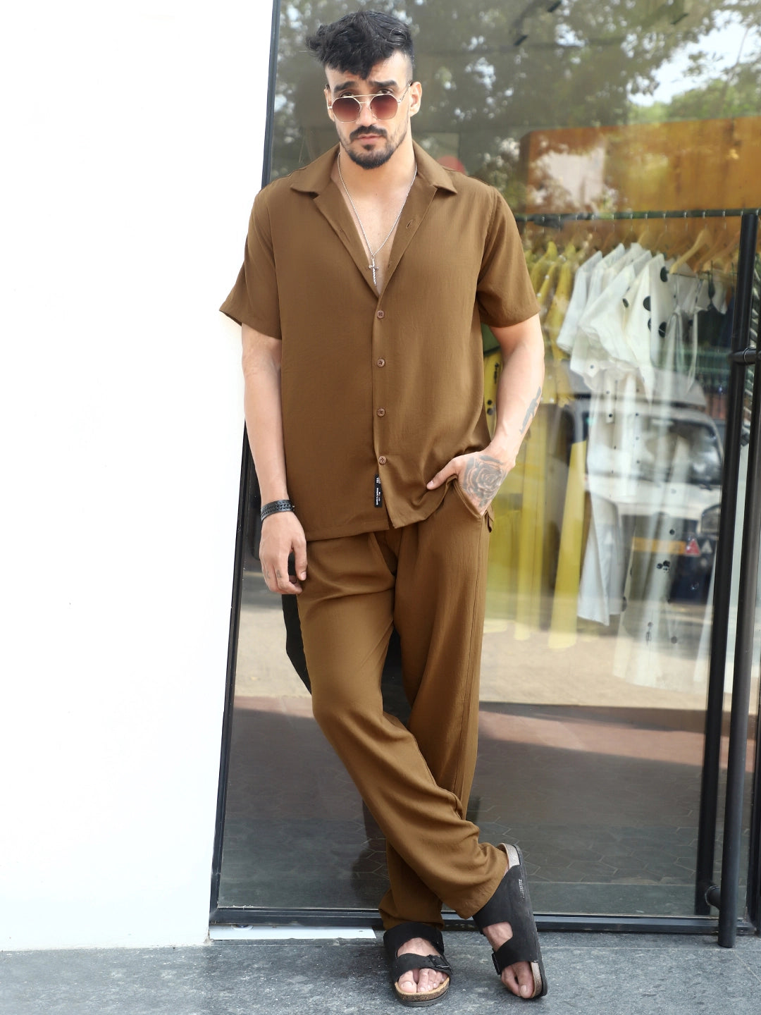 Linen Atlantica Copper Brown Co-Ord Set