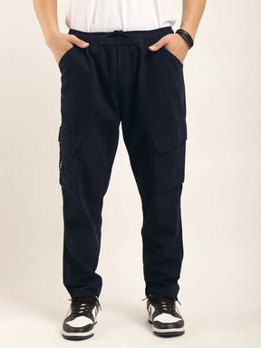 Navy Cotton Stretch Plus Size Cargo