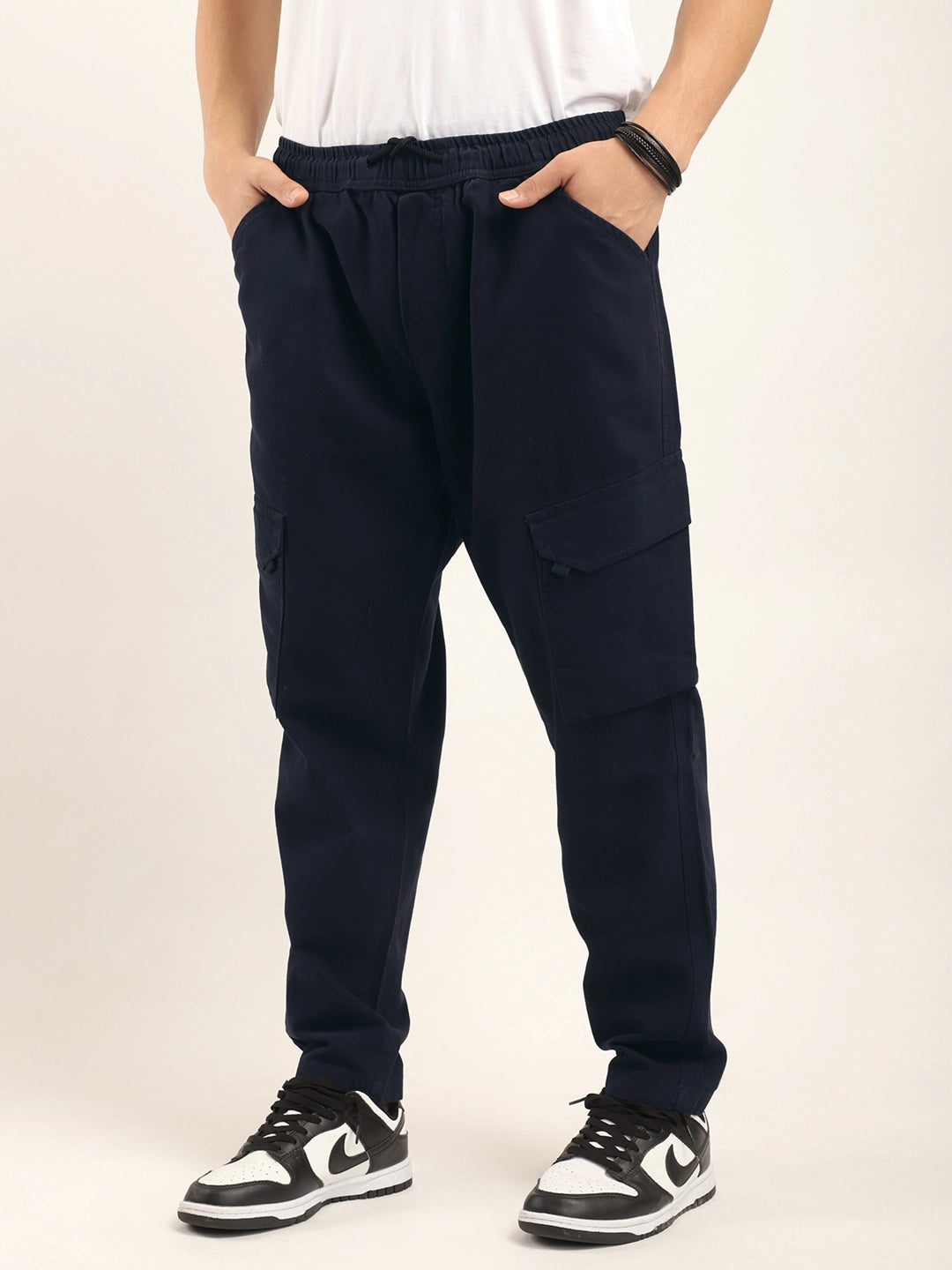 Navy Cotton Stretch Plus Size Cargo