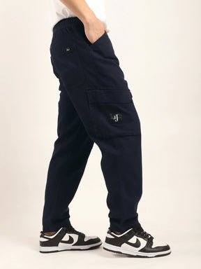 Navy Cotton Stretch Plus Size Cargo