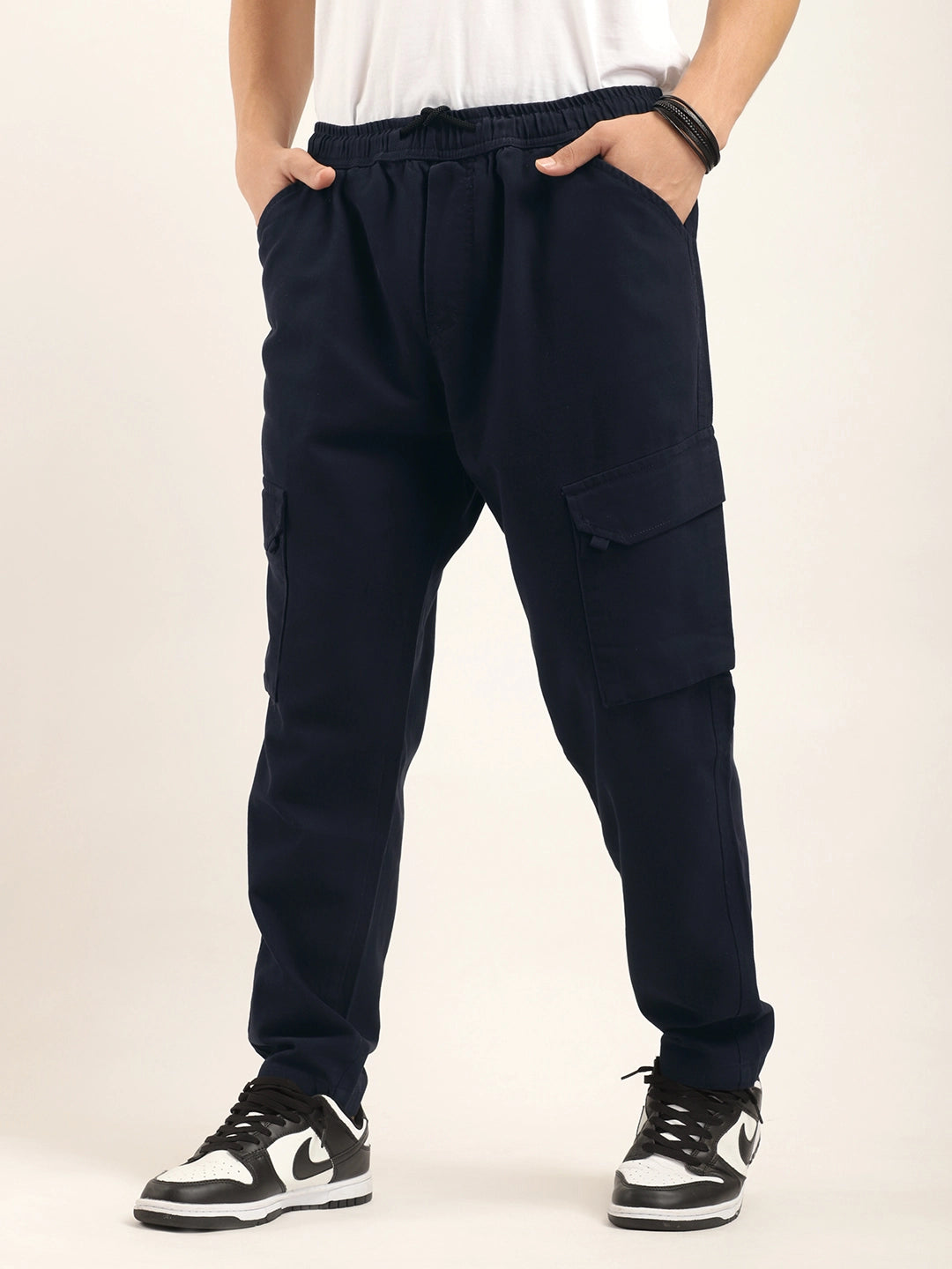 Navy Cotton Stretch Plus Size Cargo