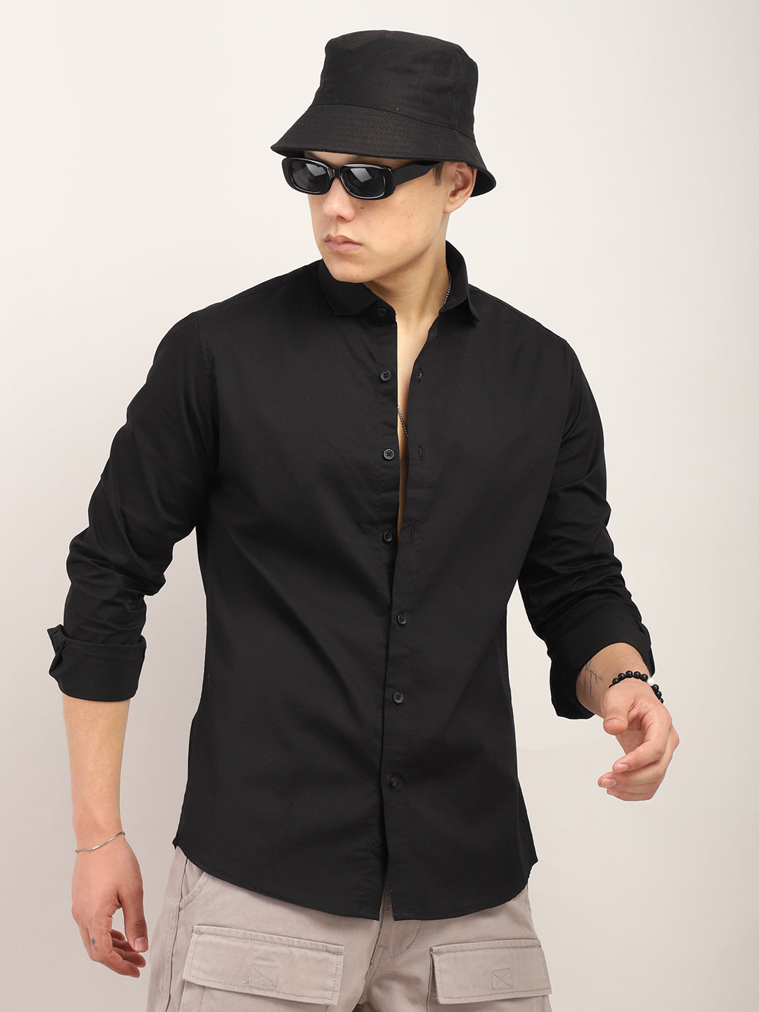 Viggo Plain Black Shirt