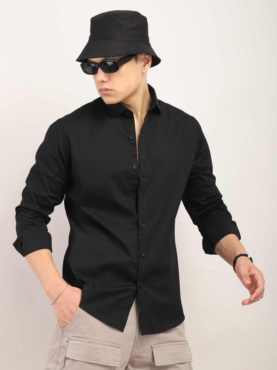 Viggo Plain Black Shirt