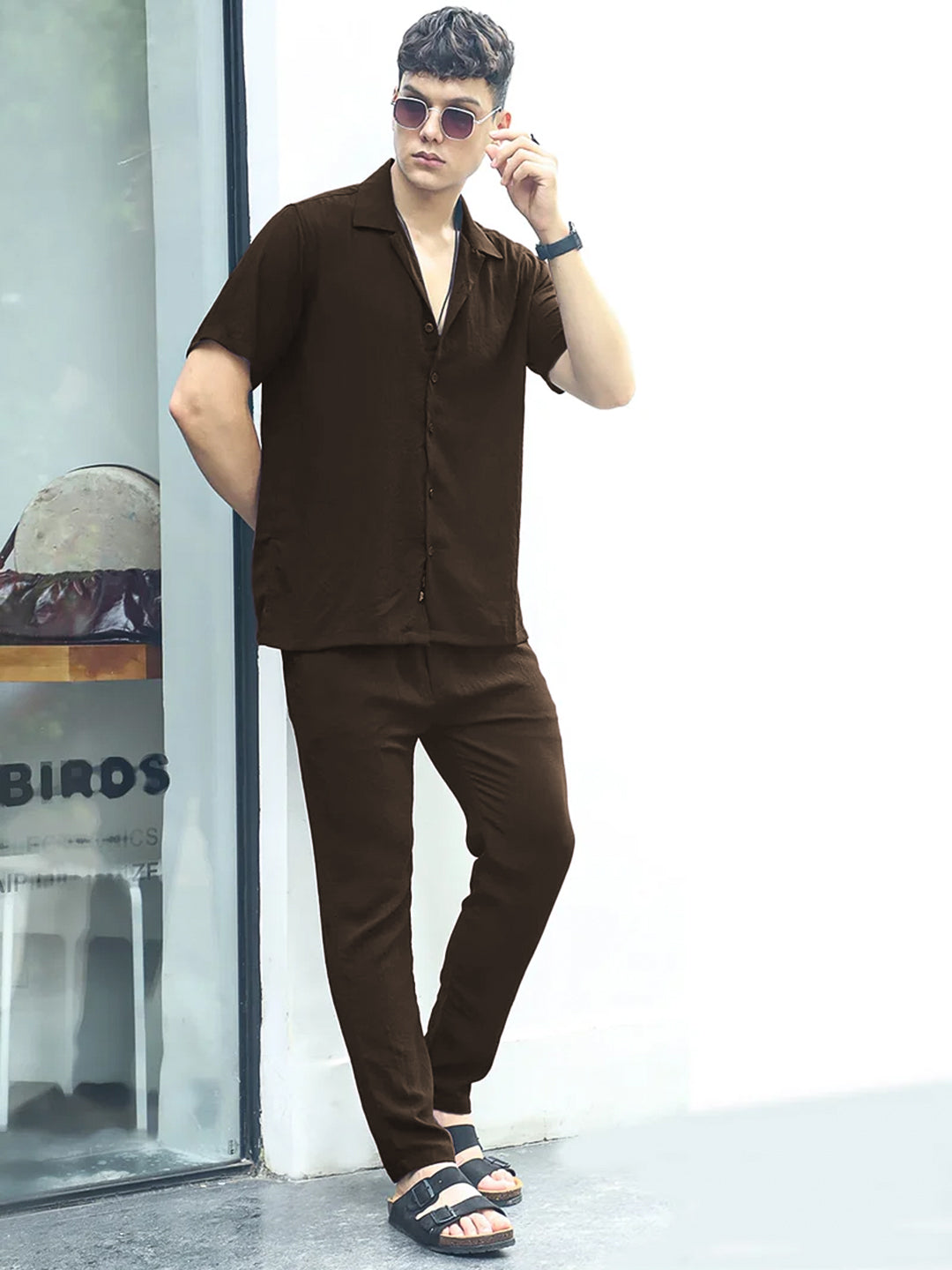 Linen Atlantis Dark Brown Co Ord Set