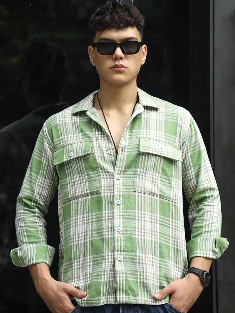 Fiore Blu Pear Green Check Shirt