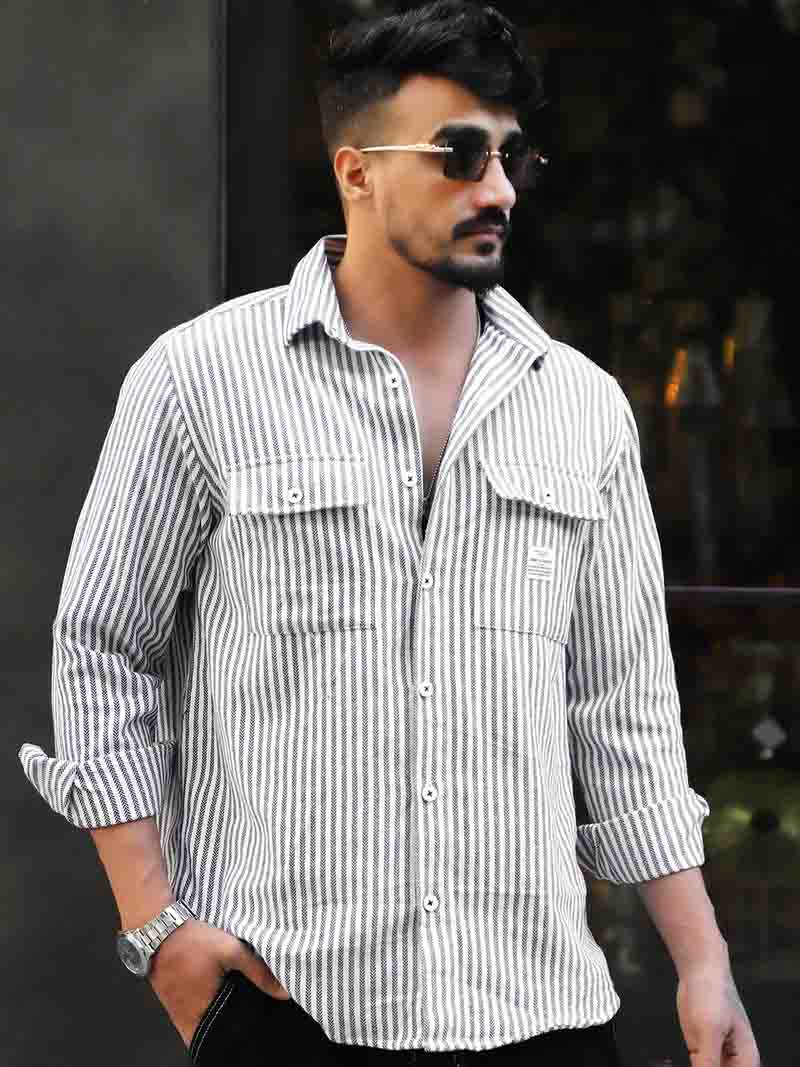 Chiron Thread White Stripe full sleeve Shirt