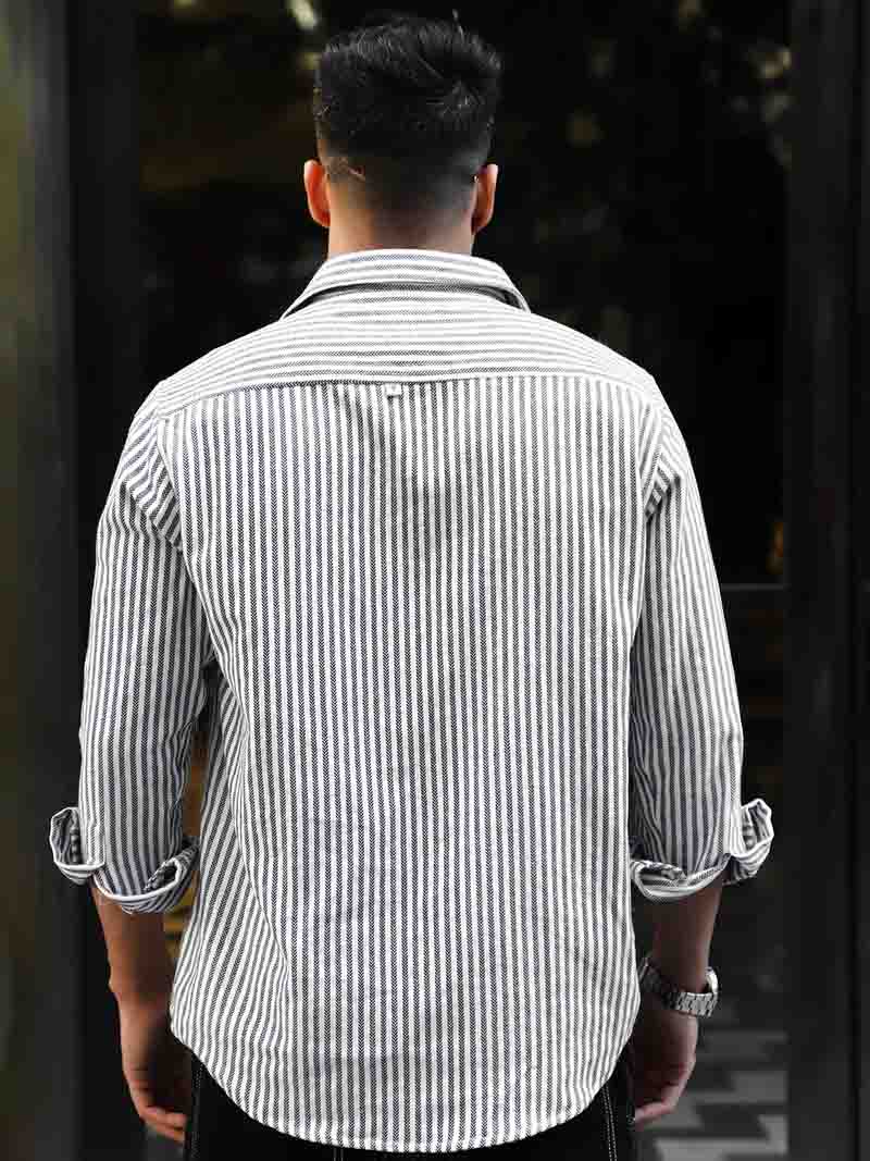 Chiron Thread White Stripe full sleeve Shirt