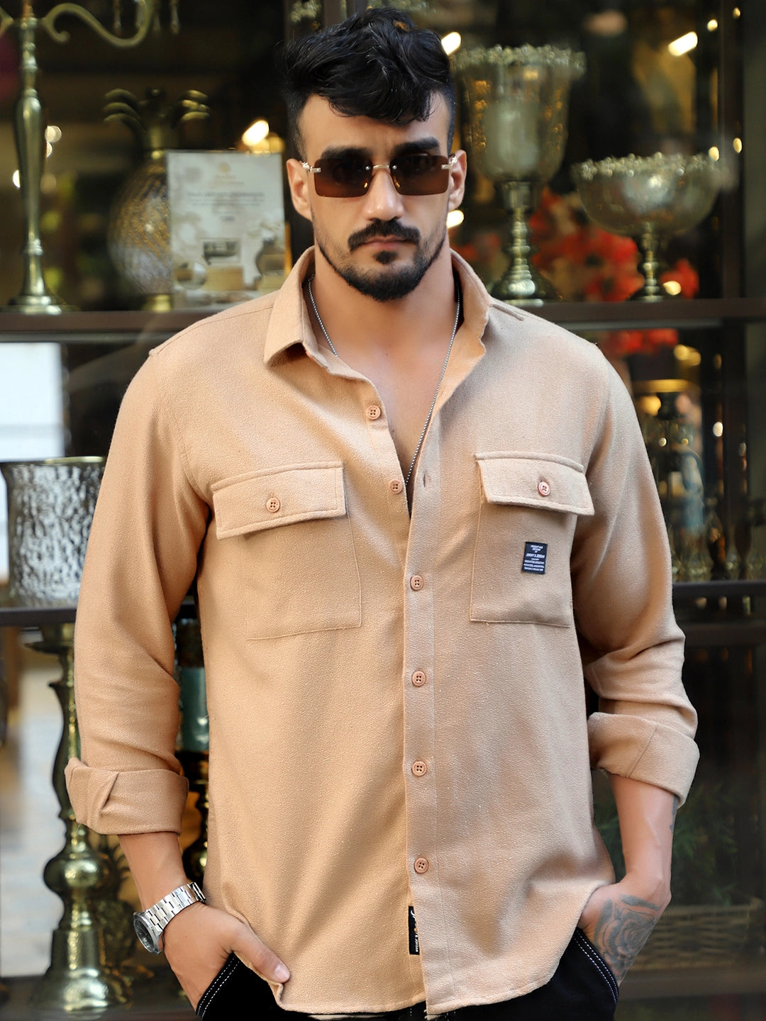 Marko Beige full Plain shirt