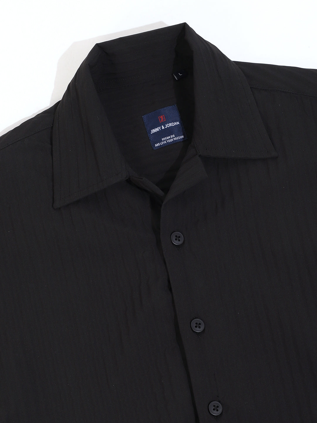 Serene Knit Elegance Black Half Sleeve Shirt