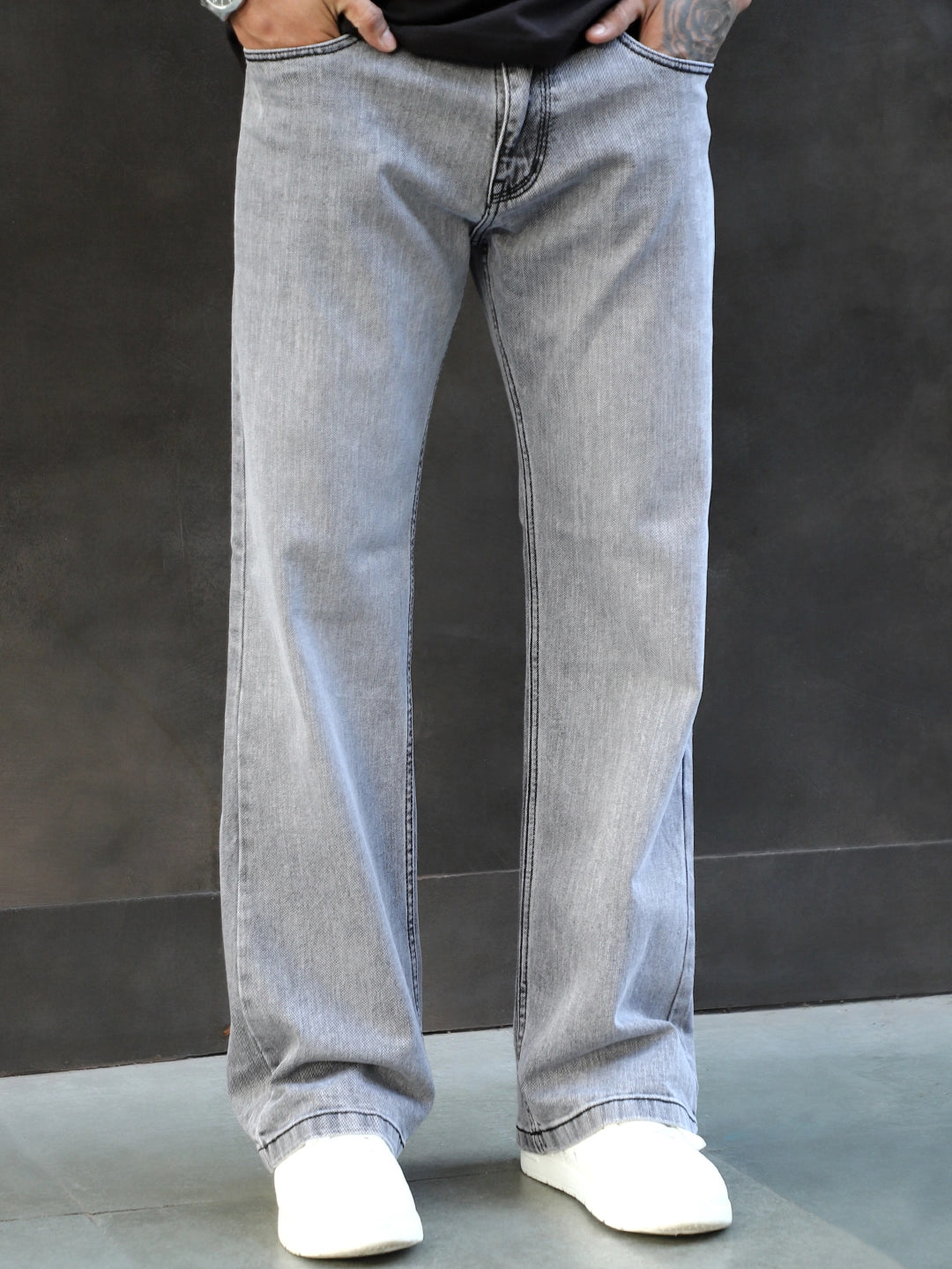 Valente Light Grey Denim Bootcut Jeans