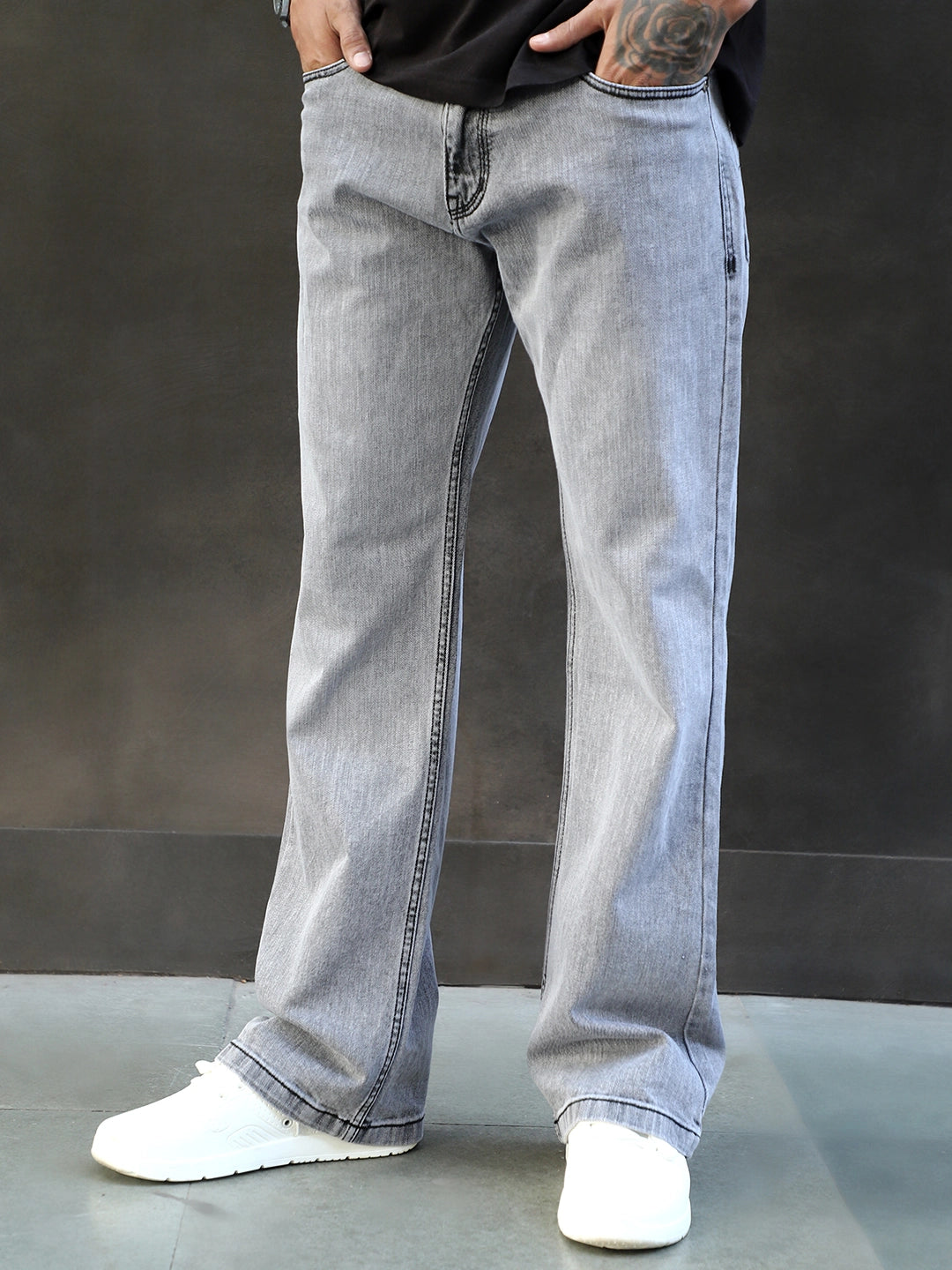 Valente Light Grey Denim Bootcut Jeans