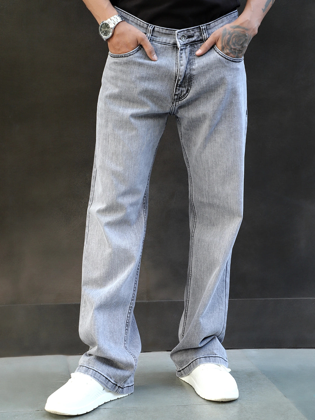 Valente Light Grey Denim Bootcut Jeans