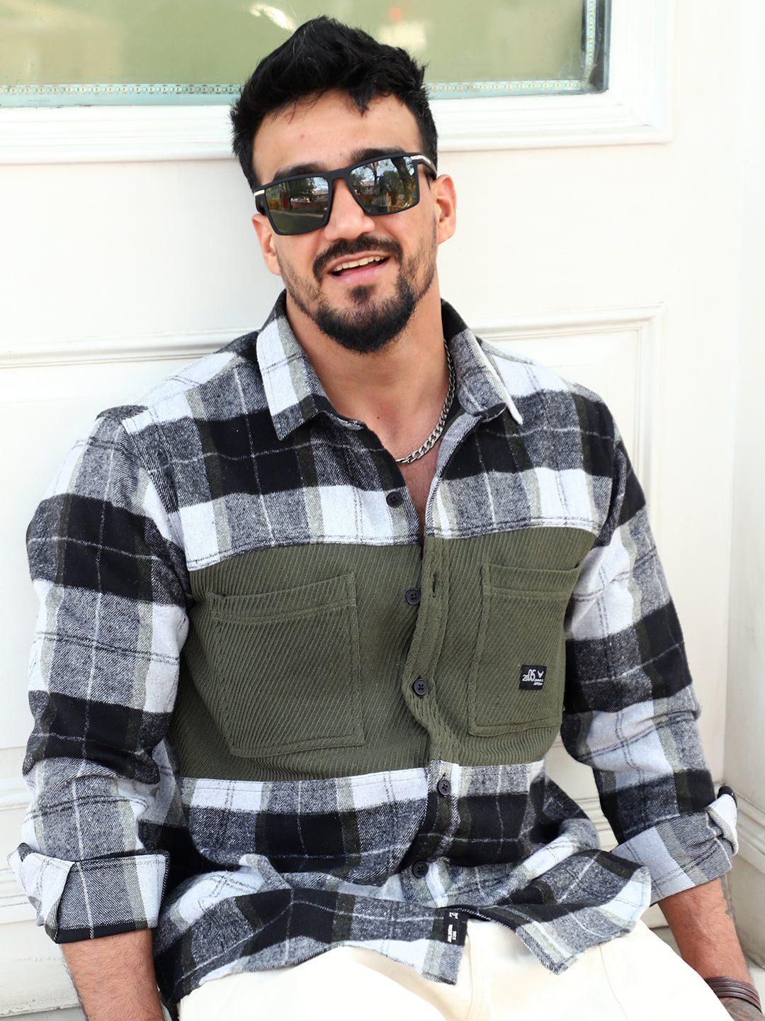 Thunderbird Basil Green Check Full Sleeve Shirt