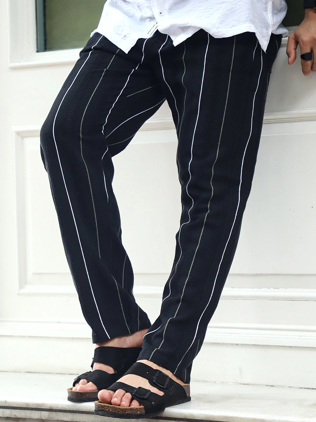 Kyzen Black Stripe Baggy Fit Trouser
