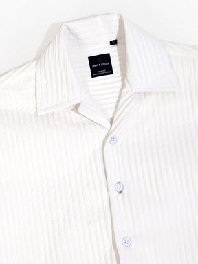 Serene Knit Elegance White Half Sleeve Shirt