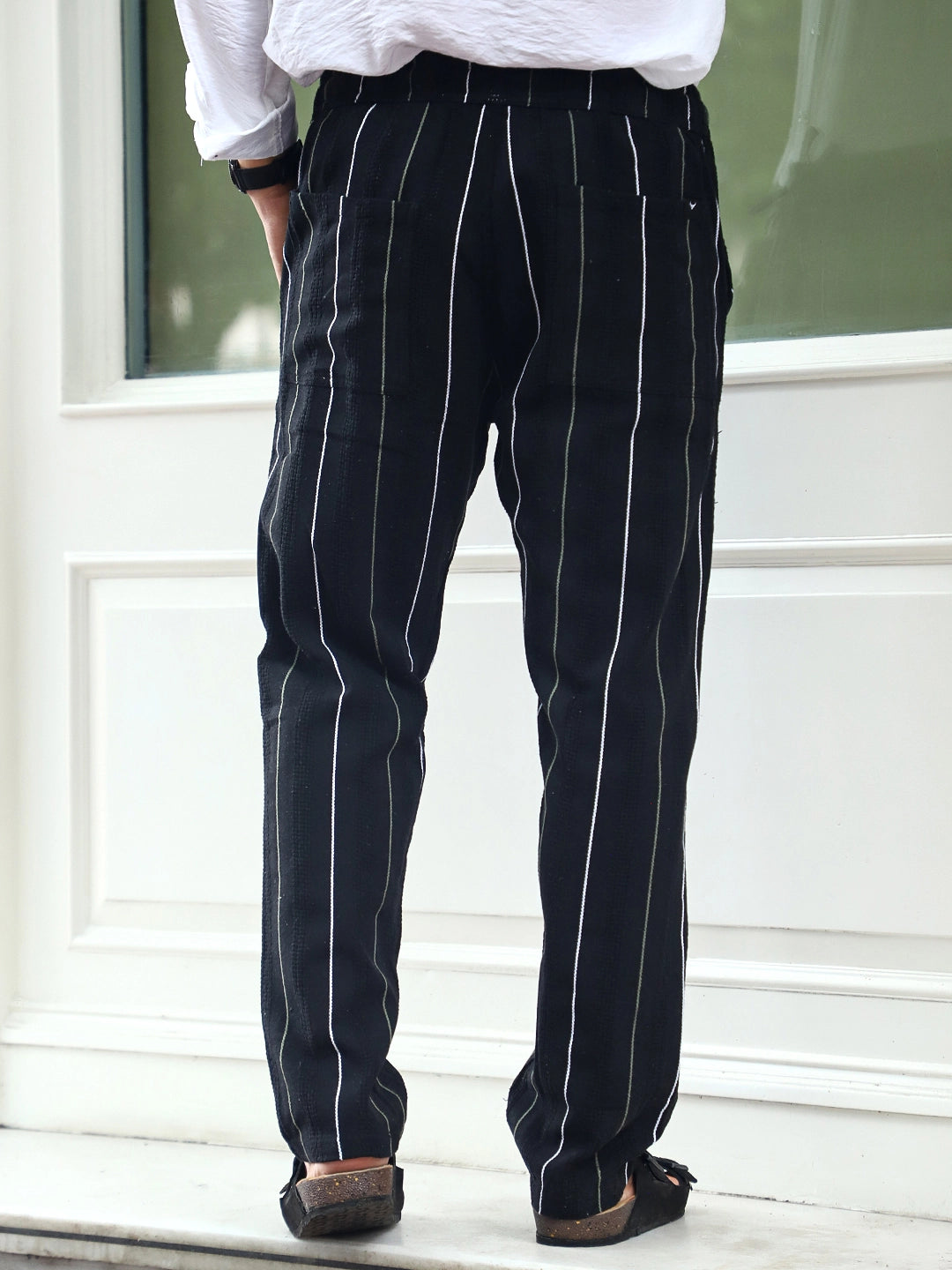 Kyzen Black Stripe Baggy Fit Trouser