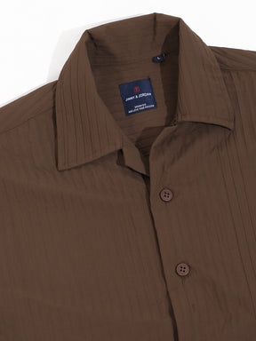 Serene Knit Elegance Brown Half Sleeve Shirt